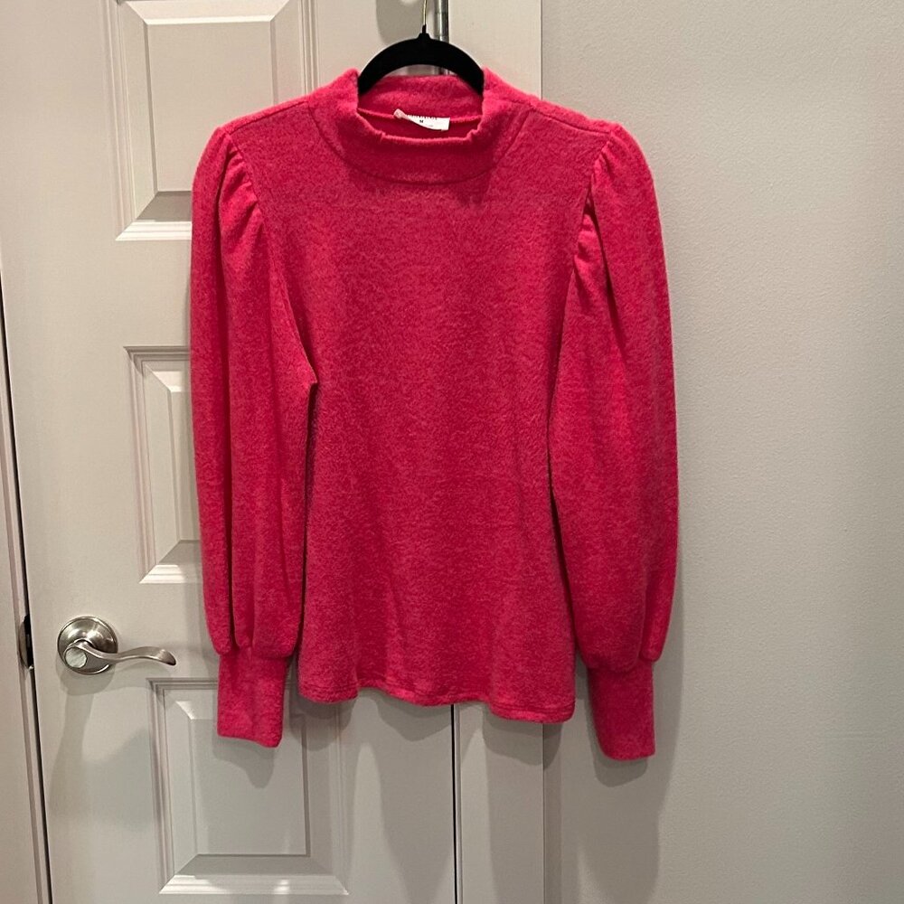 Zenana Hot Pink Hacci Long Sleeve Top